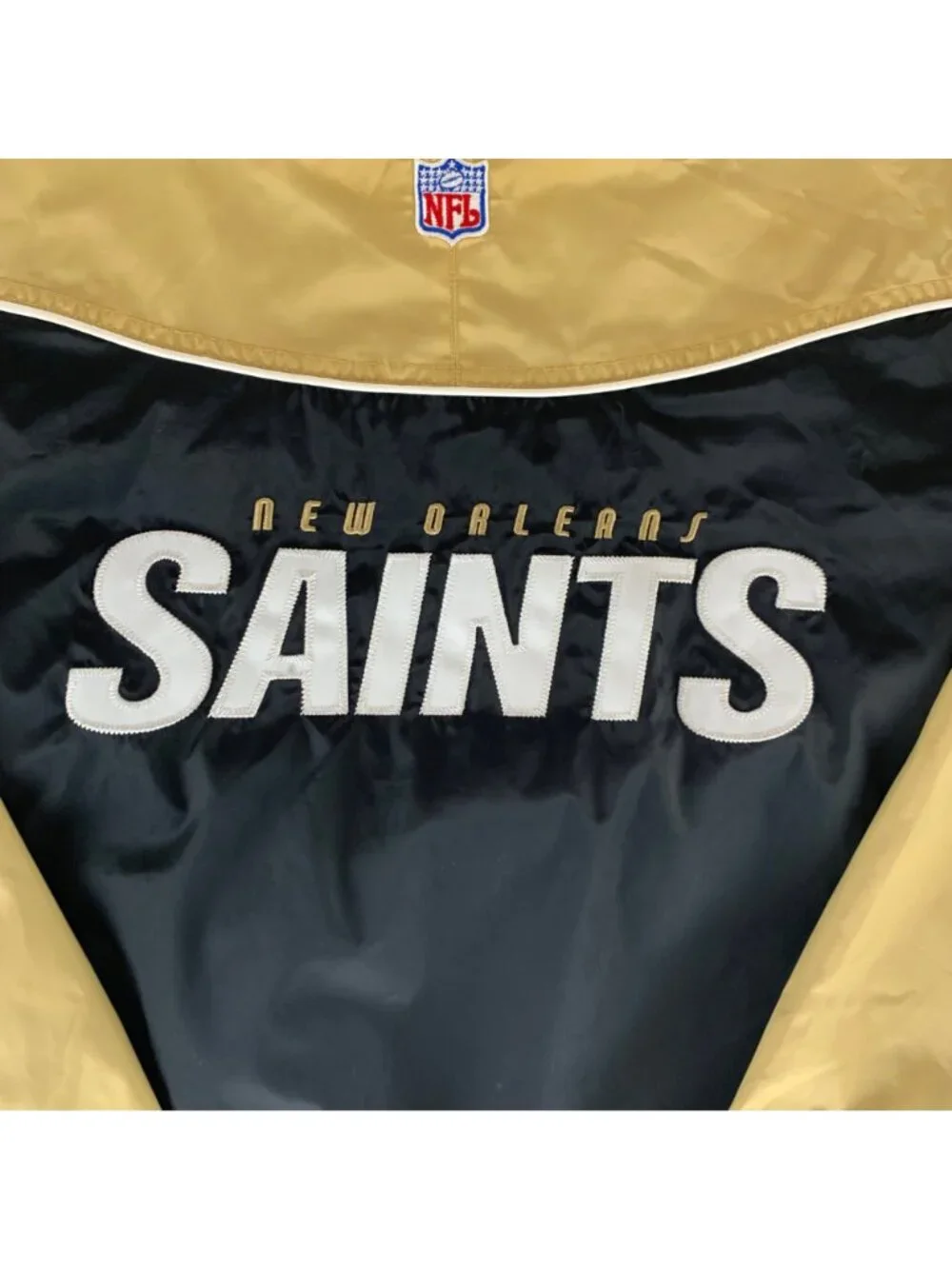 New Orleans Saints NFL Black Gold Reebok Pullover Jacket Mens XL